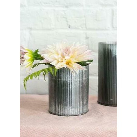 2PK Norah Ridged Zinc Metal Vase in Silver Gray - 5.5"" Tall x 4.5"" Wide | Walmart (US)