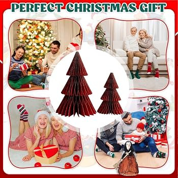 2pcs Honeycombs Paper Christmas Tree Ornaments | Xmass Tree Table Ornaments Paper Christmas Decor... | Amazon (CA)
