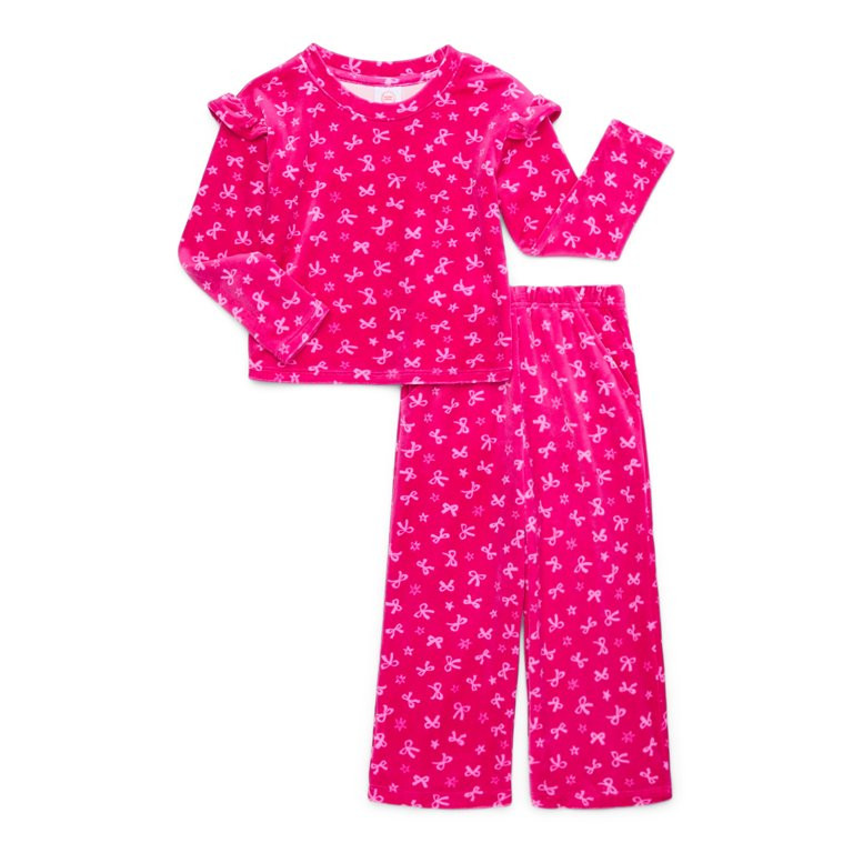 Wonder Nation Toddler Girl Velour Top and Pants Set, Sizes 12 Months-5T | Walmart (US)