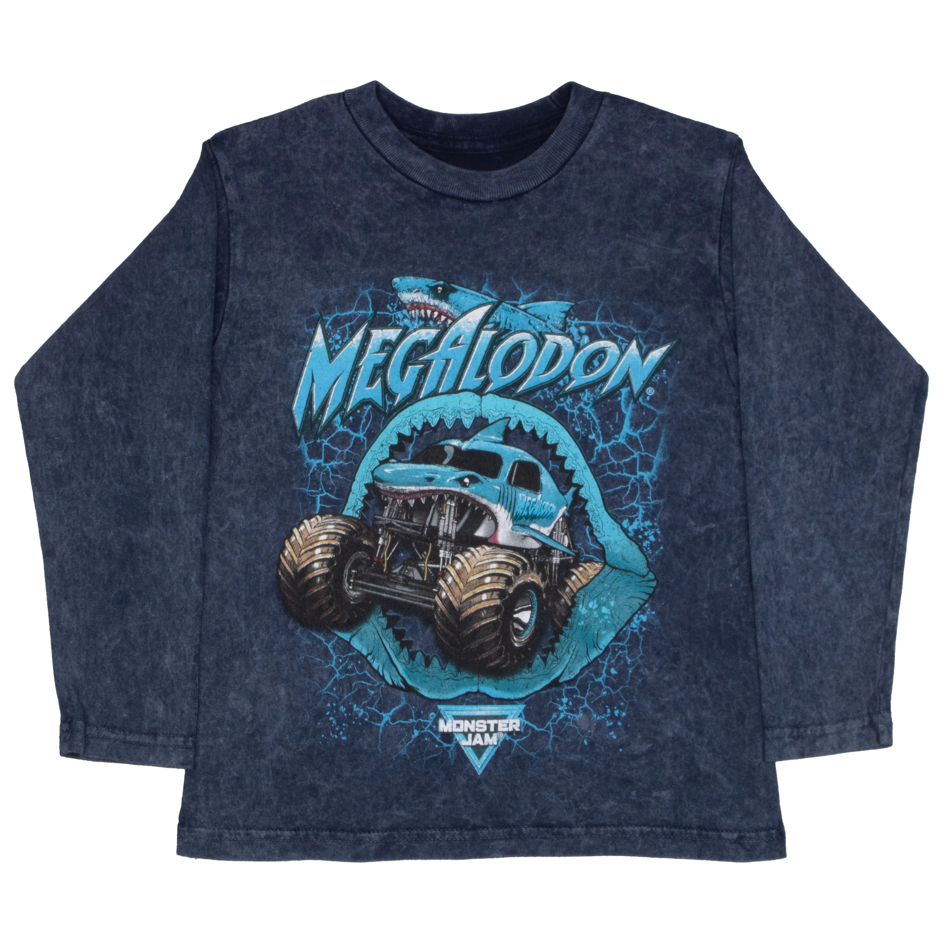 Isaac Morris Limited Monster Jam Megalodon Boy's Long Sleeve T-Shirt - Crewneck Pullover Long Sle... | Walmart (US)