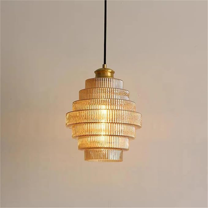 Nordic Retro Creative Luxury Iron Glass LED Decor Home Pendant Lamp Bedroom Foyer Dining Room Lig... | Amazon (US)