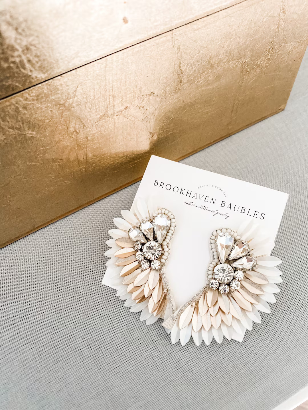 Ivory and Gold Ombré Beaded Crystal Winged Statement Earrings - Southern Statement Jewelry - Bea... | Etsy (US)