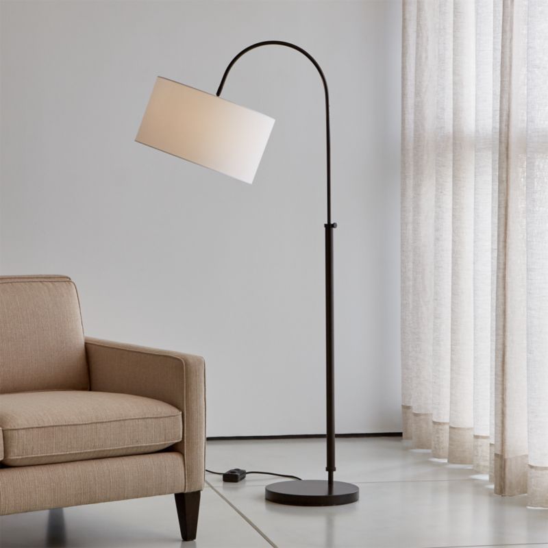 Petite Bronze Adjustable Arc Corner Floor Lamp + Reviews | Crate & Barrel | Crate & Barrel