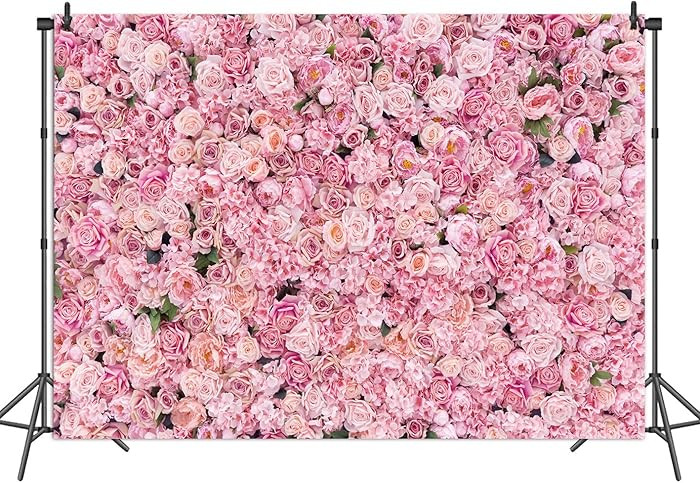BINQOO 7x5ft Pink Rose Wall Background Pink Flowers Backdrops Spring Tea Party Backdrop Floral Gi... | Amazon (US)