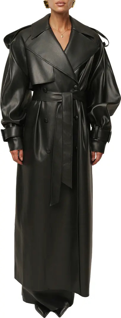 Icon Double Breasted Faux Leather Trench Coat | Nordstrom