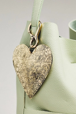 Large Embossed Metal Heart Bag Charm | Anthropologie (US)