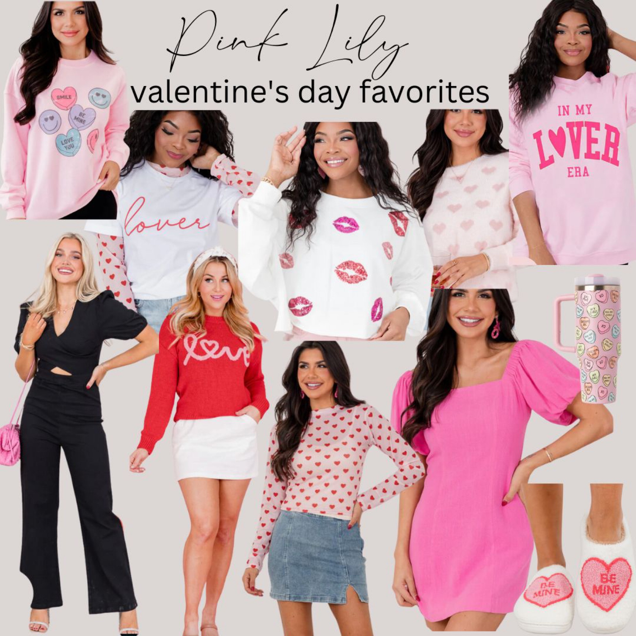 Pink Lily Valentine’s Day sweaters are the cutest! Love them all and the heart slipper’s & water tumbler! 
Pink Lily Valentines clothes 
Heart sweaters 
Valentine’s Day outfits 

#LTKSeasonal
