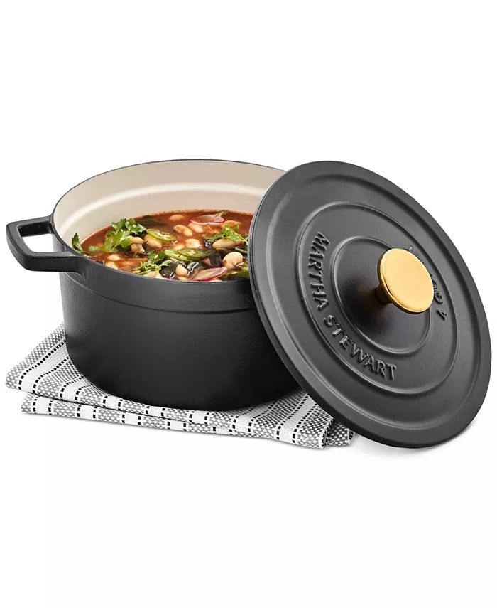Martha Stewart Collection 4-Qt. Enameled Cast Iron Round Dutch Oven, Created for Macy's & Reviews... | Macys (US)