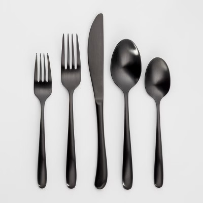 5pc Stainless Steel Kayden Silverware Set Matte Black - Threshold™ | Target