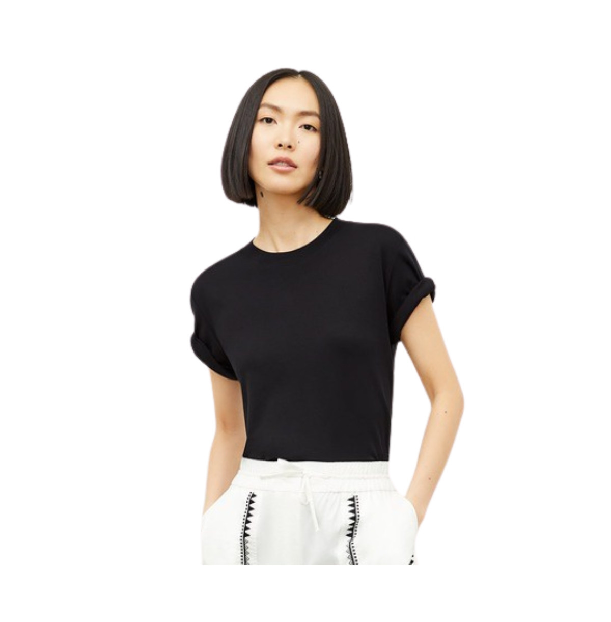 M.m.LaFleur Women's Leslie T-Shirt - Organic Pima Cotton - Black | Macy's