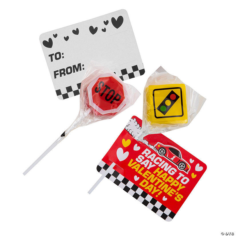 7 oz. Race Car Lollipop Valentine Exchanges with Card for 24 | Oriental Trading Company