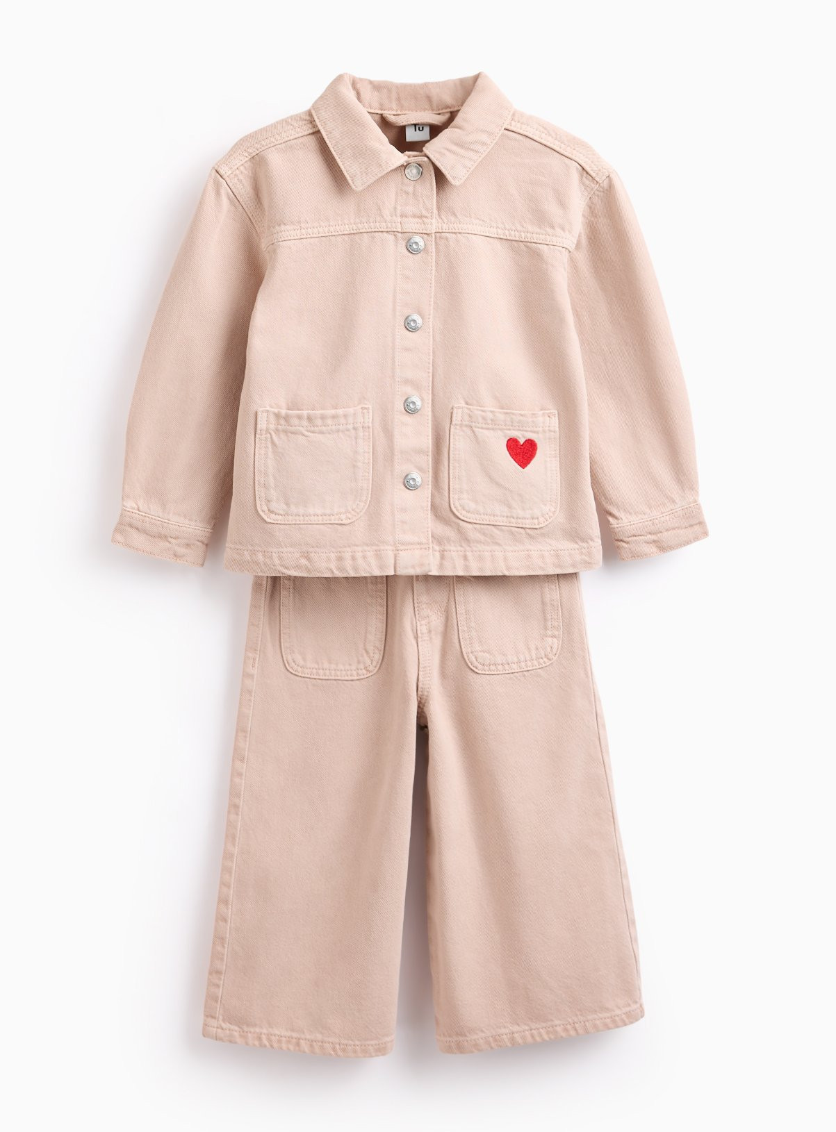 Pink Denim Heart Jacket & Trouser Co-ord 1-2 years | argos.co.uk