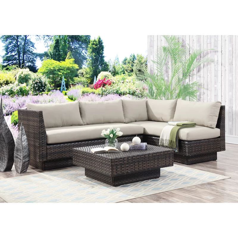 Mulford Polyethylene (PE) Wicker 4 - Person Seating Group with Cushions | Wayfair North America