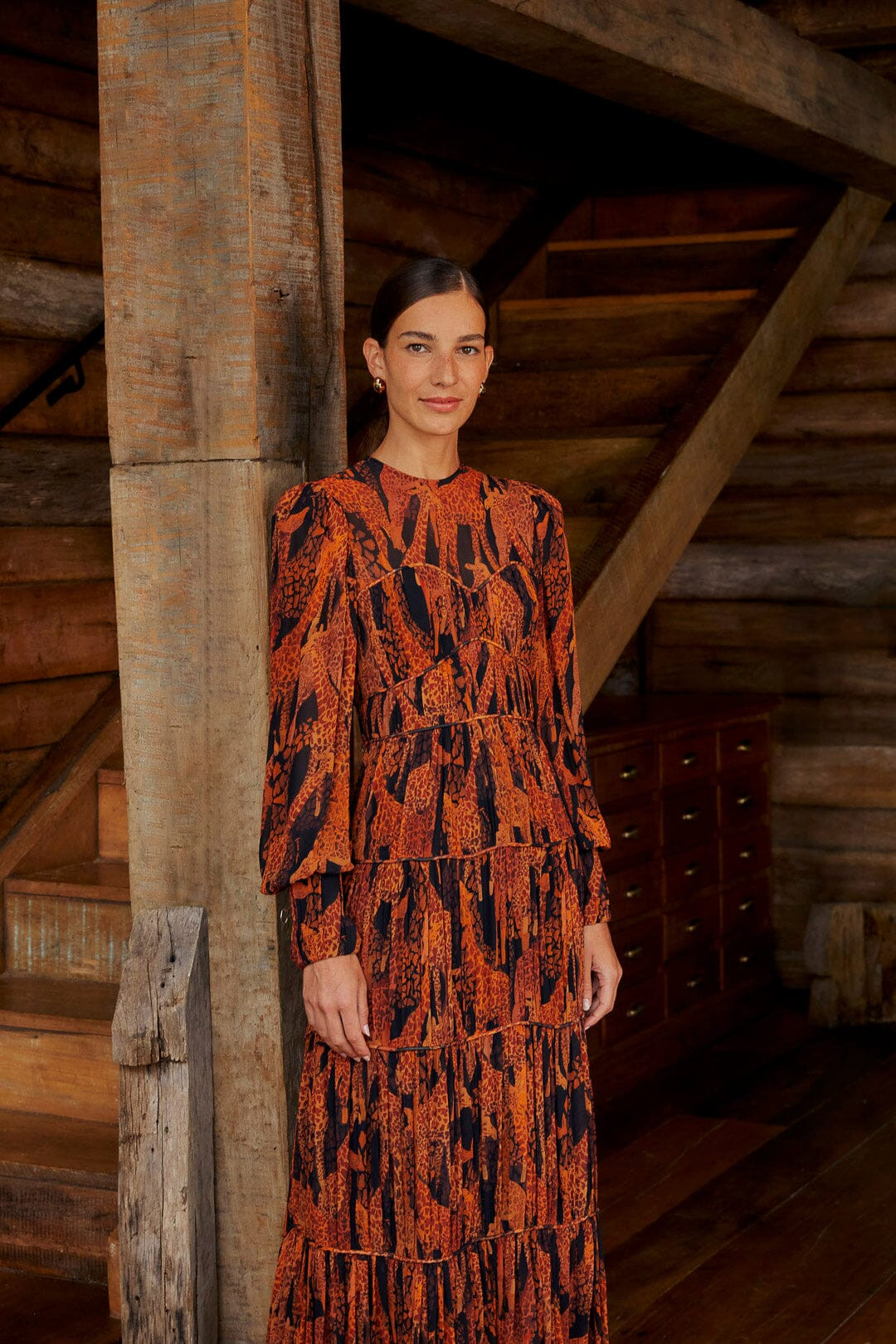 black giraffes puff sleeve maxi dress | FarmRio (US)