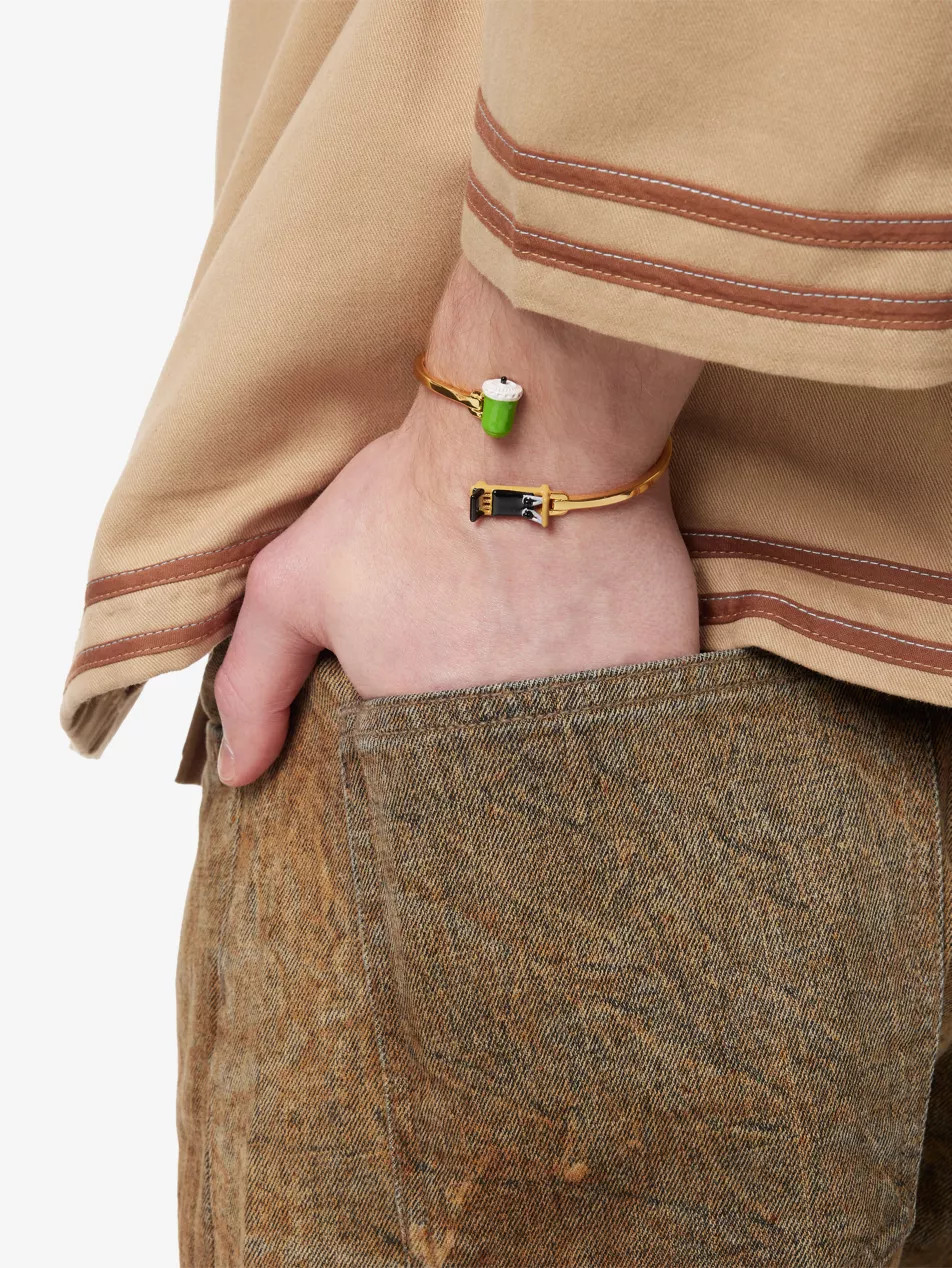 Iced Matcha + Reformer 14ct Gold-Plated Sterling Silver Enamelled Bangle | Selfridges