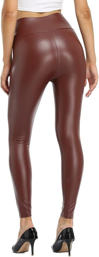 Kotii Women's Soft Faux Leather Leggings High Waisted Leather Pants PU Slim Pleather Pants Tights | Amazon (US)