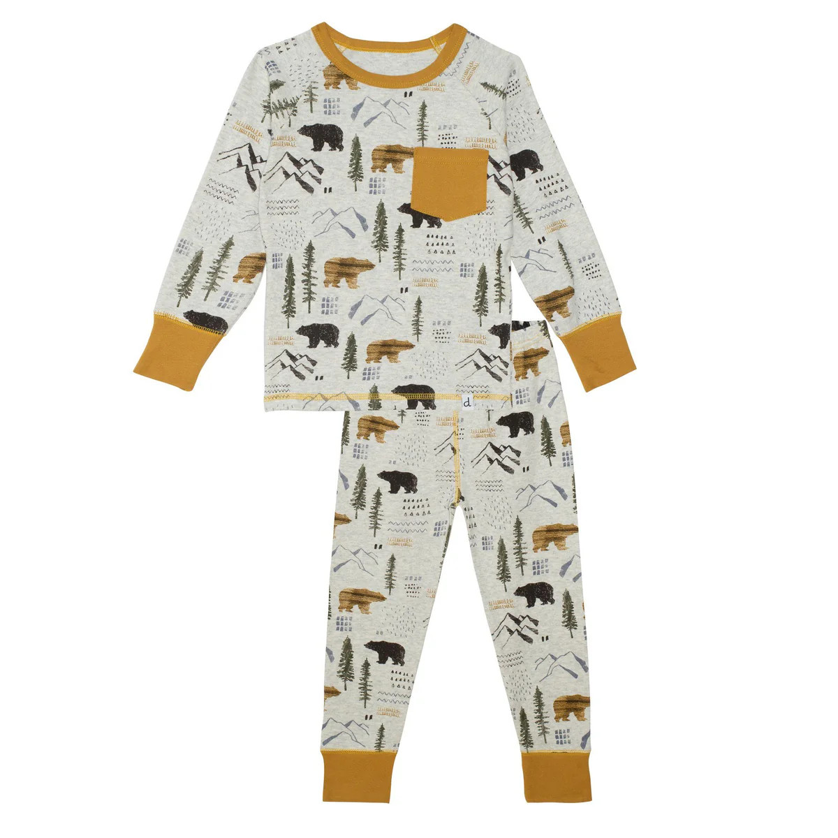 Organic Cotton Two Piece Pajama Set Bear | Deux par Deux Childrens Designer Clothing