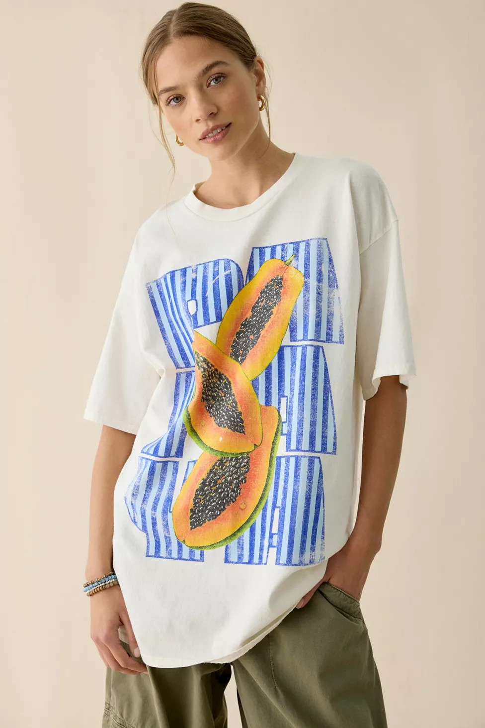Papaya Graphic Oversized Cotton T-Shirt Dress | Urban Outfitters (US and RoW)