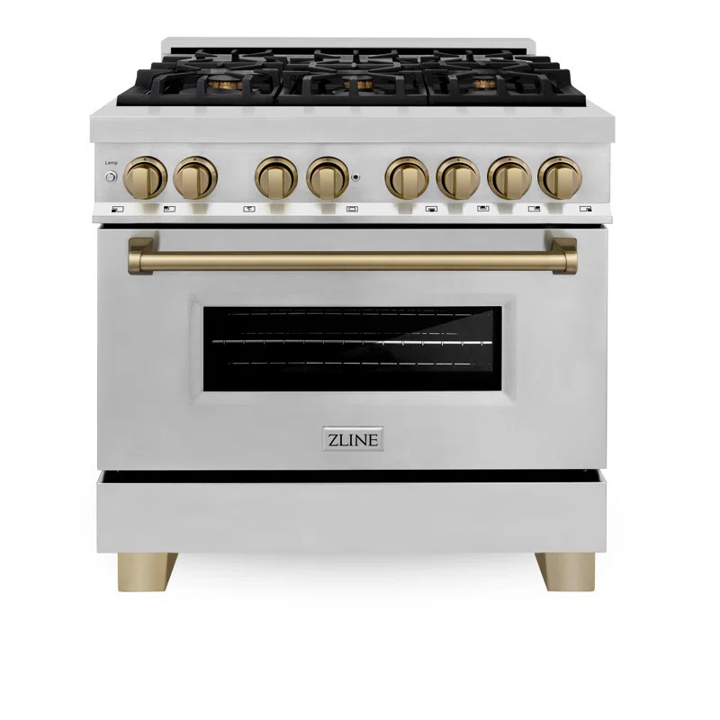 ZLINE Autograph Edition 36 in. 4.6 cu. ft. Legacy Dual Fuel Range W/ 6 Burner Gas Cooktop & Elect... | Wayfair North America