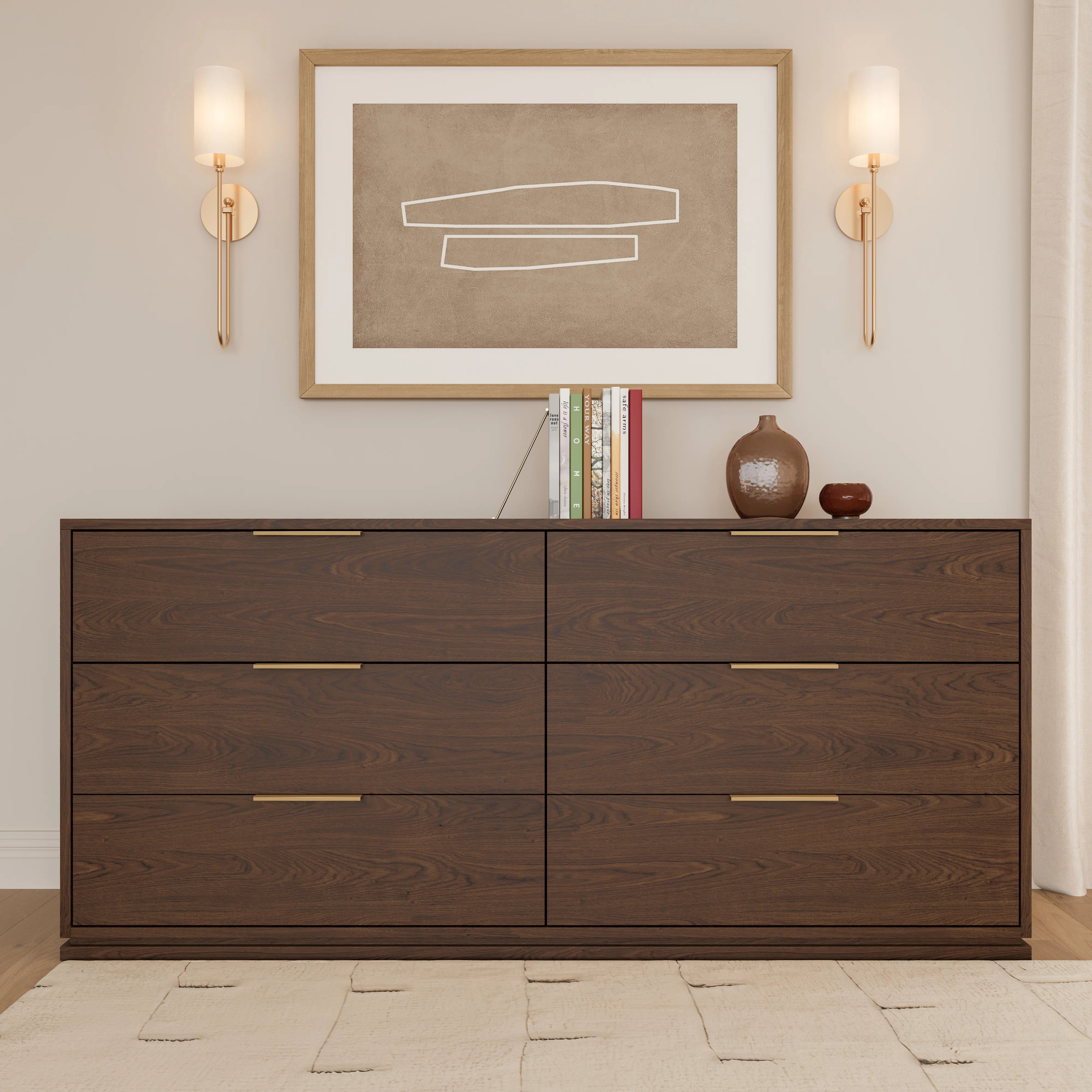 Milano 6 Drawer Walnut Dresser | Wayfair North America