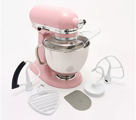 KitchenAid 5-qt Artisan Stand Mixer w/ Pastry Beater and Flex Edge - QVC.com | QVC