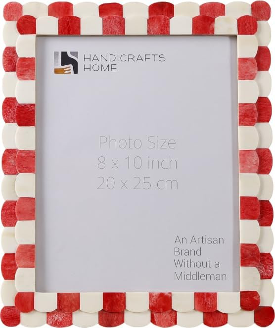 Handicrafts Home 8x10 Picture Frame, Red White Handmade Scallop pattern Bone inlay Photo Frame fo... | Amazon (US)
