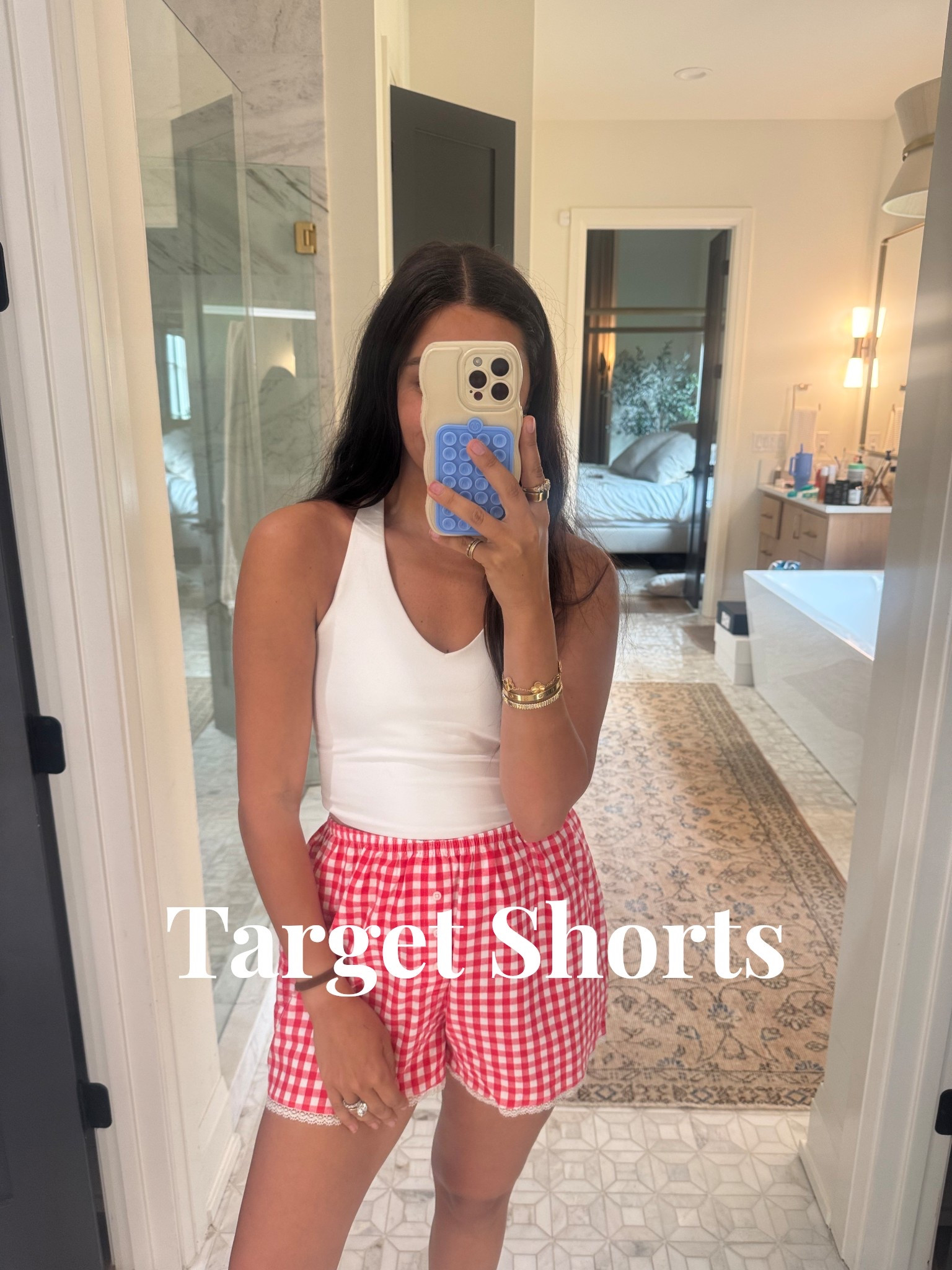 Top: medium 
Shorts: medium 

$15 Target boxer shorts!! They have a couple different colors and the lace detail is so cutee