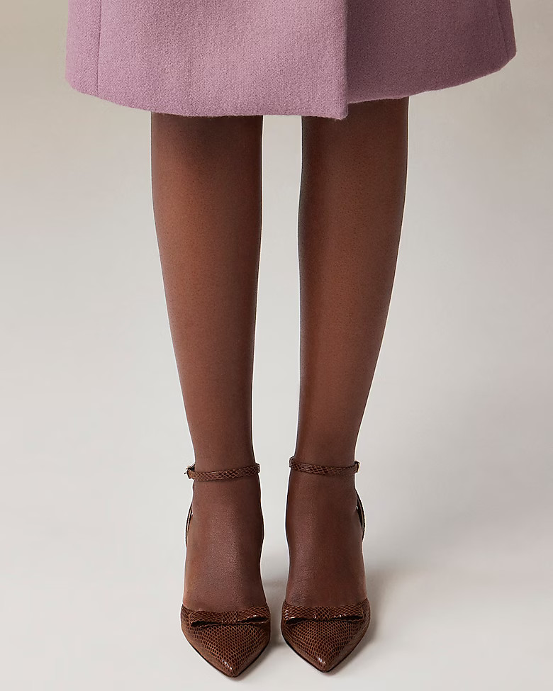 Made-in-Italy Colette bow pumps in snake-embossed leather | J. Crew US