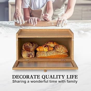 Bread Box for Kitchen Countertop Large Bread Box Farmhouse Bread Container Bread Storage with Win... | Amazon (US)