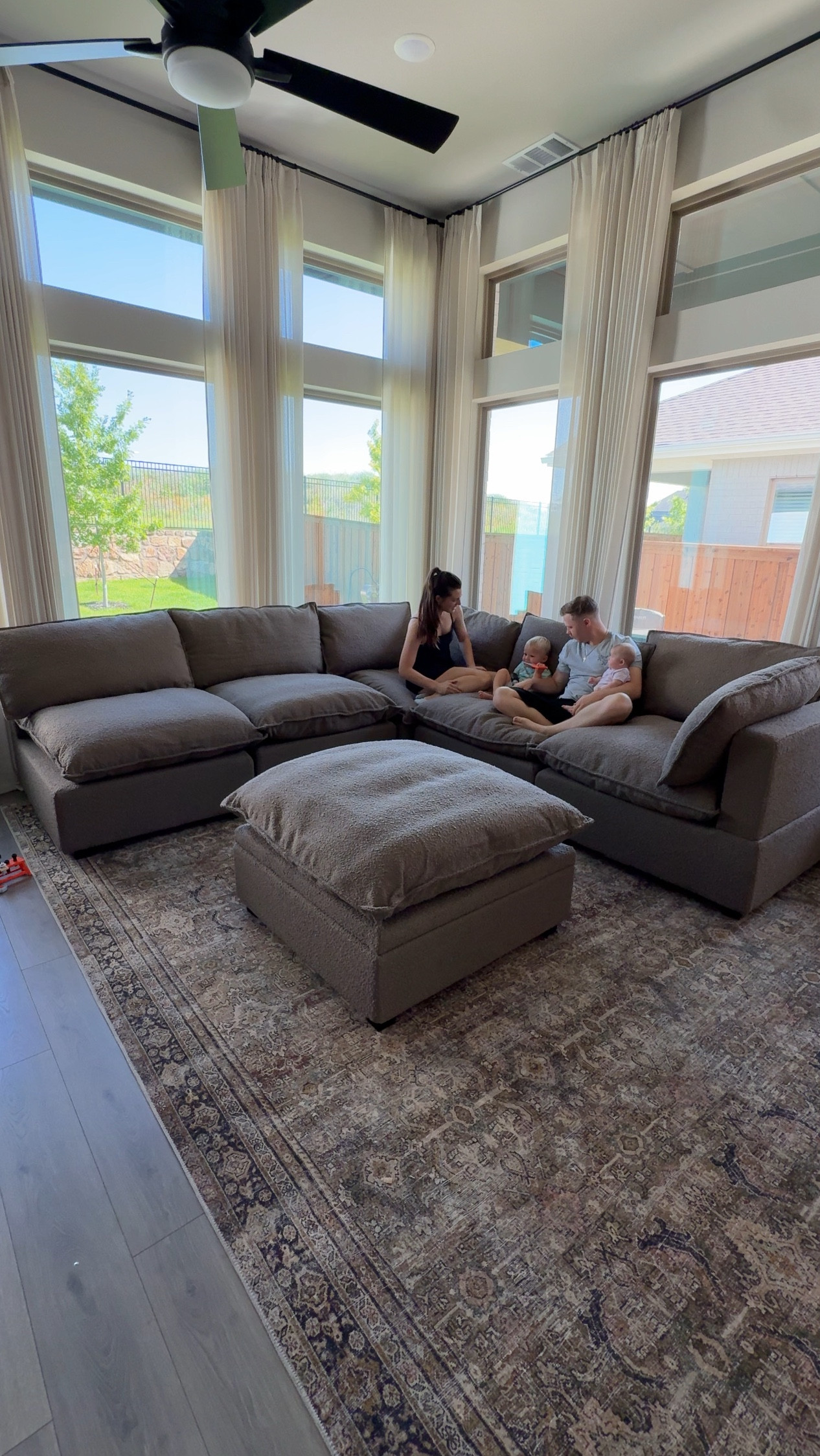 Kova Sectional with pillow cushions and storage ottoman in the color Hazelnut boucle fabric

#LTKKids #LTKHome #LTKFamily