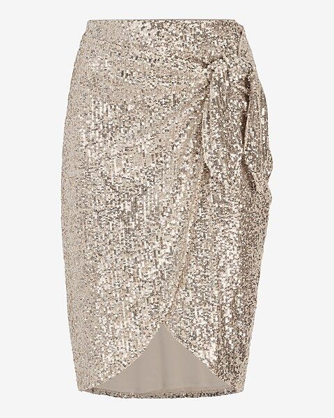Sequin Wrap Front Side Tie Skirt | Express