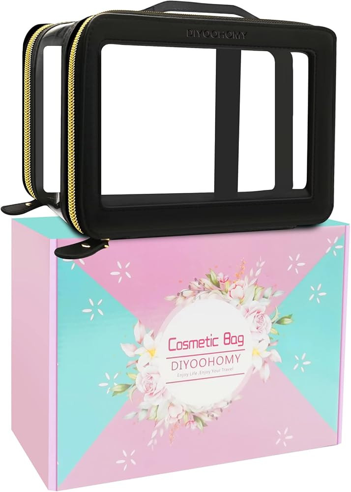 Clear Makeup Bags With Zipper Black Clear Cosmetic Small Make Up Case Compartments Brush Travel L... | Amazon (US)
