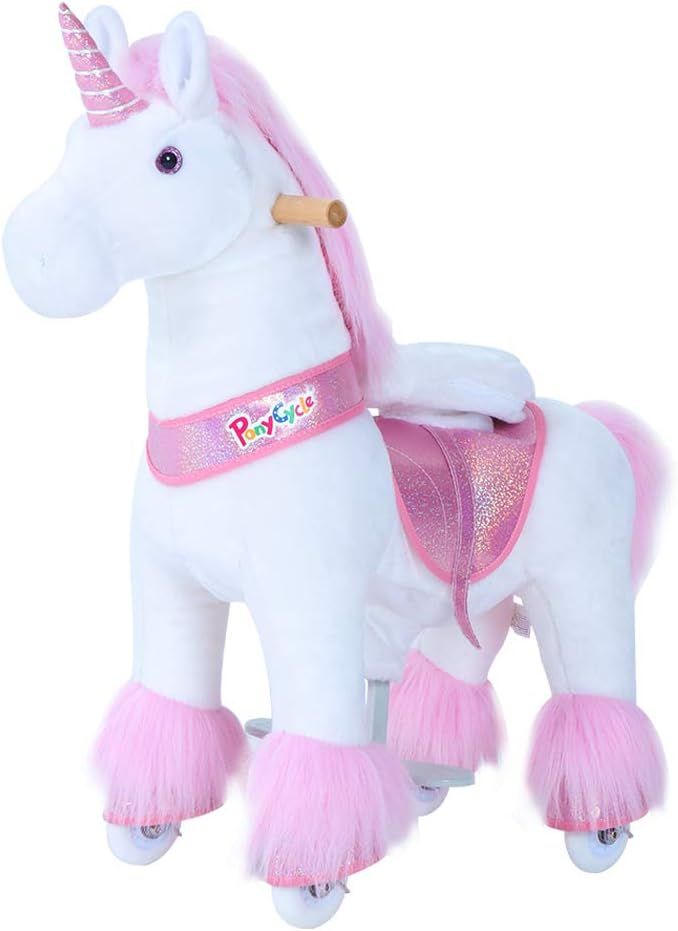 PonyCycle Official Classic U Series Ride on Horse Toy Plush Walking Animal Pink Unicorn Medium Si... | Amazon (US)