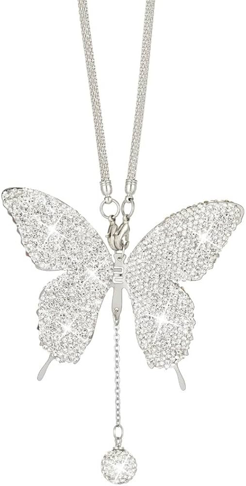 Bling Butterfly Diamond Car Accessories for Women, Crystal Car Rear View Mirror Charms Car Decora... | Amazon (US)
