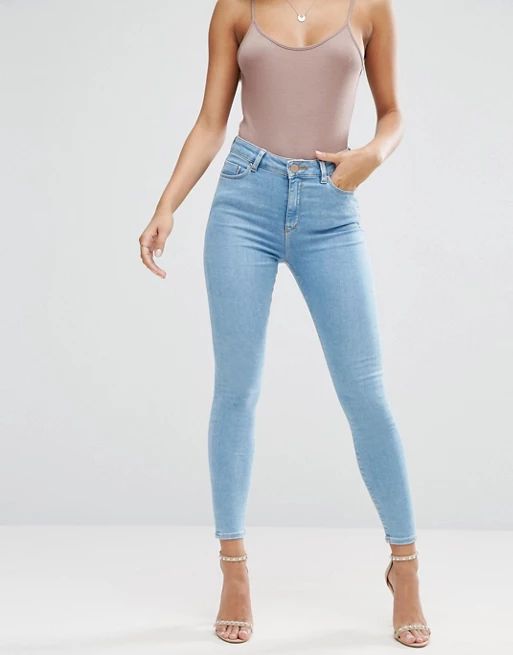 ASOS Ridley High Waist Skinny Jeans in Anais Pretty Mid Wash | ASOS US