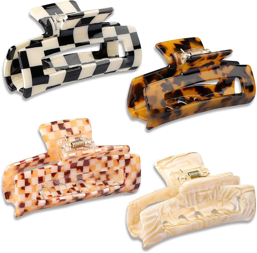 Magicsky 4PCS Hair Claw Clips, Acrylic Banana Barrettes Butterfly French Jaw Clip, Big Hair Clip ... | Amazon (US)