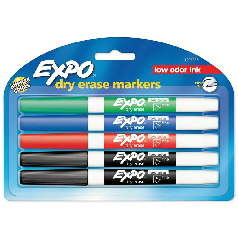 Expo Dry Erase Fine Tip Markers, Assorted Colors, 5 Count - Walmart.com | Walmart (US)