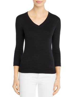 Three Dots Solid V-Neck Tee  | Bloomingdale's Women | Bloomingdale's (US)