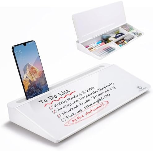TSJ OFFICE Small Desktop Whiteboard -Glass Dry Erase Board Computer Keyboard Stand White Board Su... | Amazon (US)