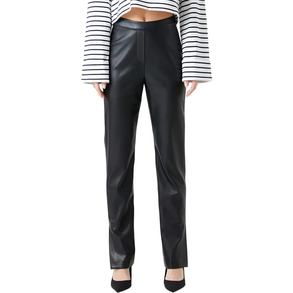 Grey Lab High Waist Slit Faux Leather Pants in Black at Nordstrom, Size Medium | Nordstrom