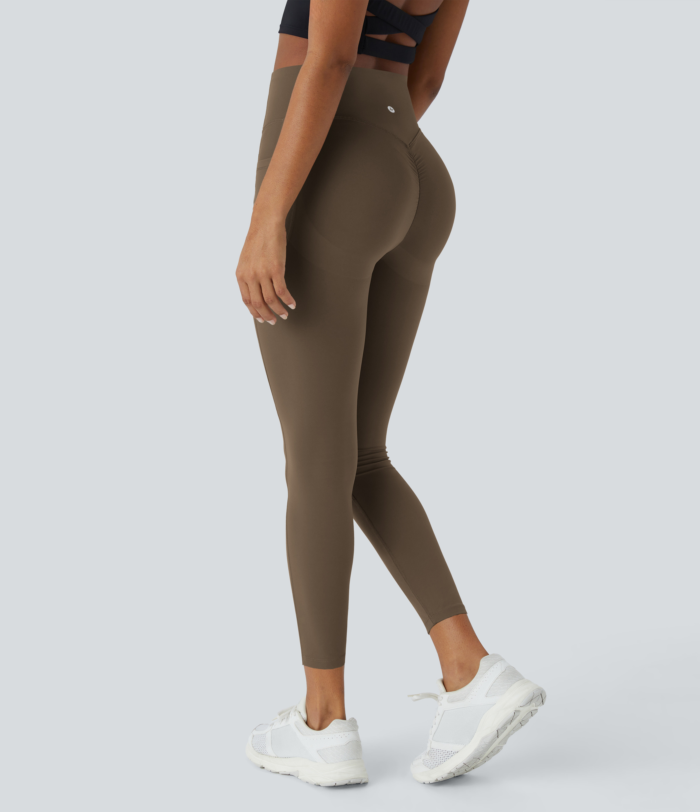 Halara Halara UltraSculpt™ SoCinched High Waisted Scrunch Butt Lifting Tummy Control Pocket Shaping Training Leggings - Thick Earthy Brown - S(7/8) | HALARA