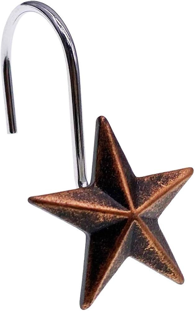 CHICTIE Star Shower Curtain Hooks Rings, Set of 12 Retro Bronze Decorative Shower Hooks,Stainless... | Amazon (US)