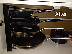 Simple Houseware Iron 5 Compartments Height Adjustable Pan Organizer, Black       Send to LogieIn... | Amazon (US)