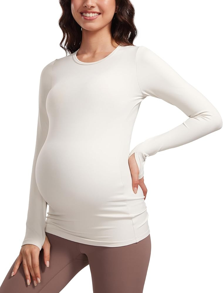 CRZ YOGA Womens Butterluxe Long Sleeve Maternity Tops Crewneck Pregnancy Basic Shirts Soft Athlet... | Amazon (US)
