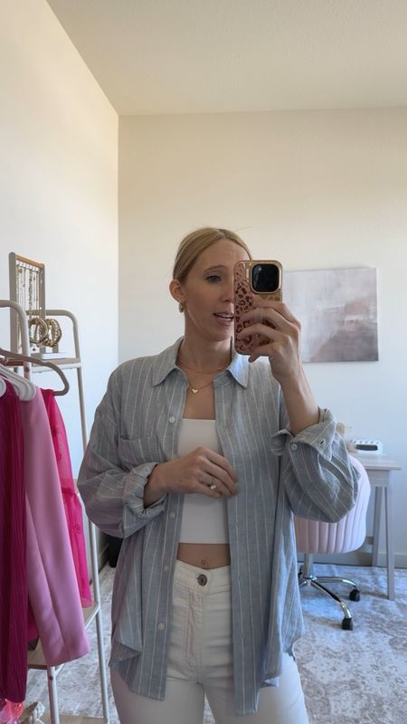 Summer Vacation Outfit! ☀️🏝️

This striped linen button shirt is perfect for the beach! Throw it on as a swim cover up or over a tank top! I styled it casually with a pair of white jeans and cropped tank. Size up 2 for an oversized fit. 

I’m in a size small. I could’ve done a medium if I wanted it a bit more oversized.

White denim, vacation outfits, resortwear, vacation outfit, resort wear, spring outfit, vacation wear, Target sandals, Target shoes, summer shoes, Abercrombie jeans, beach day outfit, beach outfit, beach vacation outfit, casual spring outfit #vacationoutfitsbeach #vacationlooks #beachdayoutfit

#LTKstyletip #LTKSeasonal #LTKfindsunder50