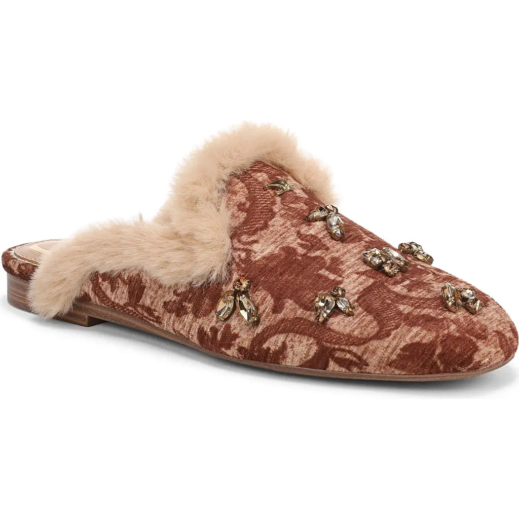 Circus NY by Sam Edelman Tillie Faux Fur Trim Mule in Rich Cognac Multi at Nordstrom, Size 11 | Nordstrom