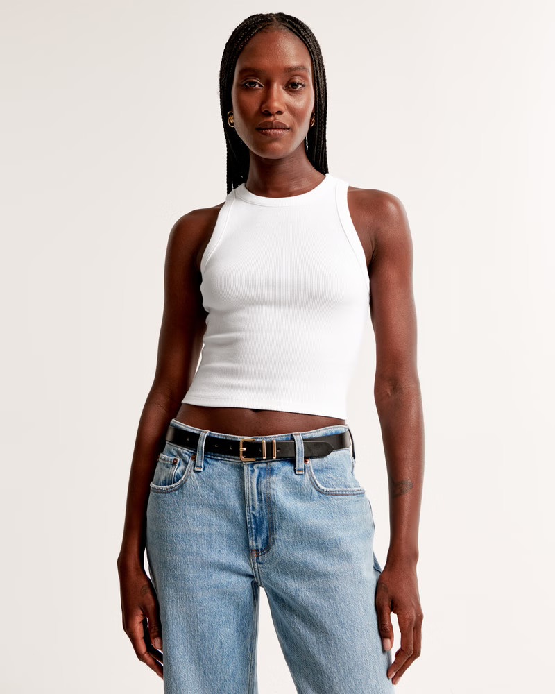 Women's Essential High-Neck Rib Tank | Women's Tops | Abercrombie.com | Abercrombie & Fitch (US)