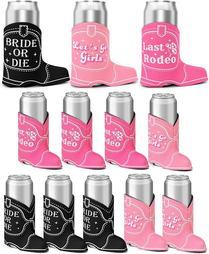 CiyvoLyeen Cowgirl Boots Can Coolers, 12PCS Bachelorette Party Can Sleeves Neoprene Insulator Dri... | Amazon (US)