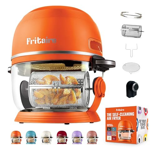 Non Toxic Air Fryer™ - Glass AirFryer 5 Quart w/ 360 Visibility, Self-Cleaning, 400F Vortex Air Fryer for Even Cooking, BPA-Free Teflon Free, 6-in-1 Functions, Rotisserie, Roast, Bake, Orange | Amazon (US)