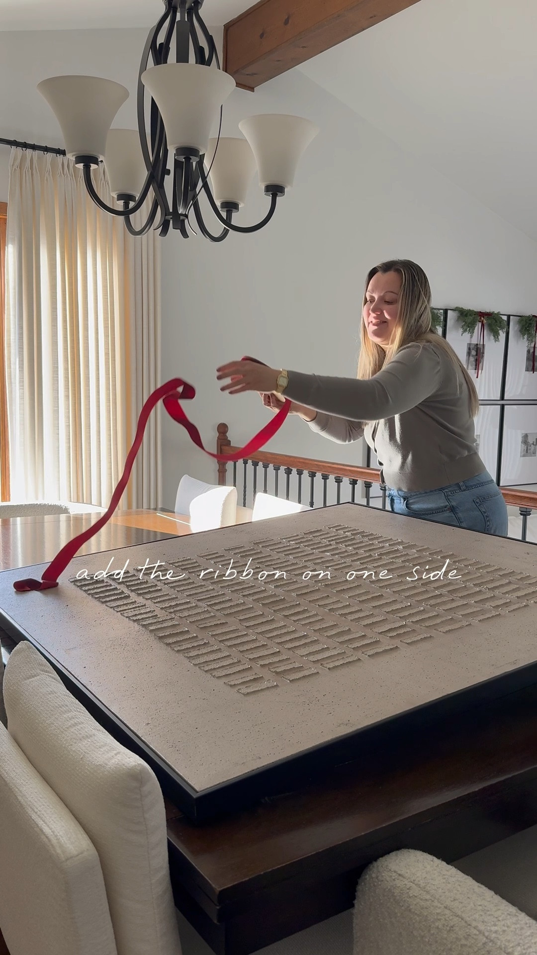 The easiest way to elevate your wall art for holidays 🎀 I used 1.5” burgundy velvet ribbon. 

#LTKSeasonal #LTKHome #LTKHoliday